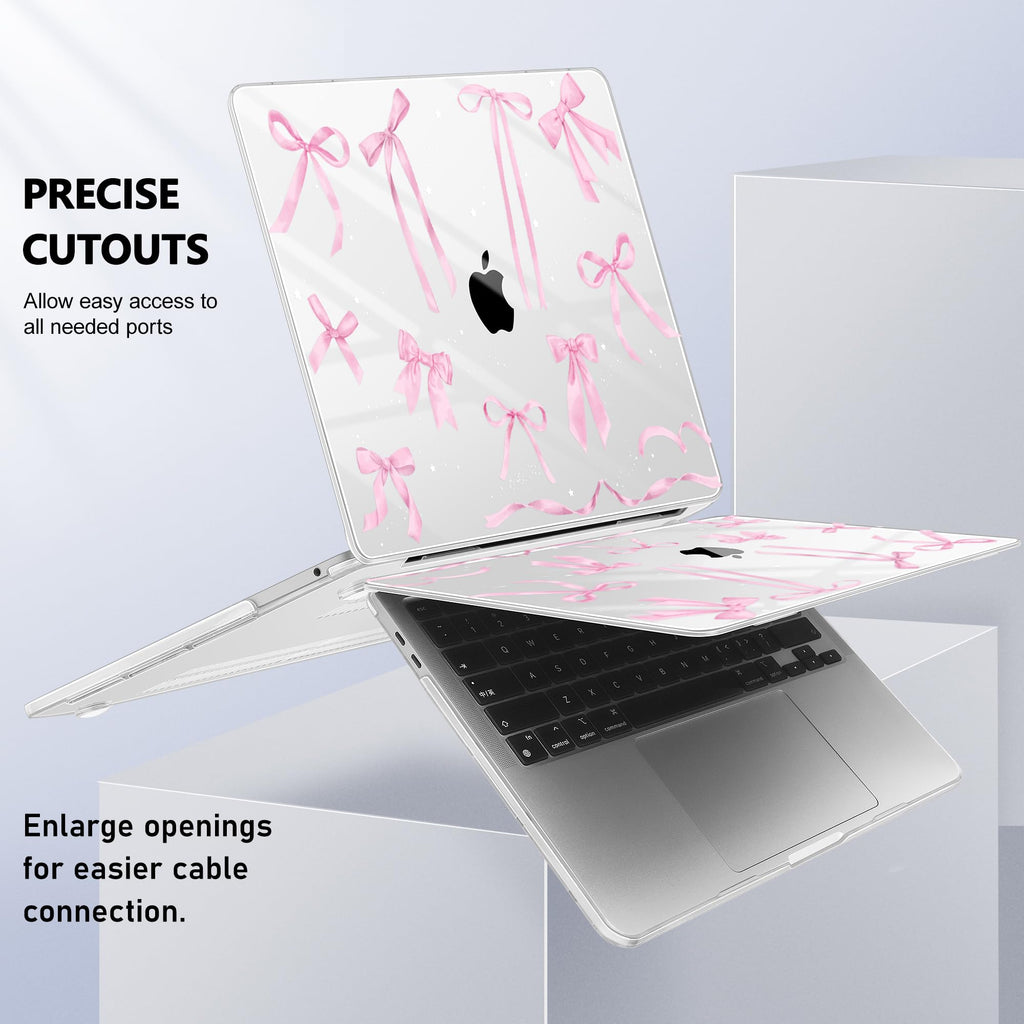 Lepeoac Case for MacBook Pro 13 inch Case M2 2022-2016 A2338 M1 A2251 A2289 A2159 A1989 A1708 A1706, Plastic Hard Shell + Keyboard Cover + Dust Plug, Bowknot