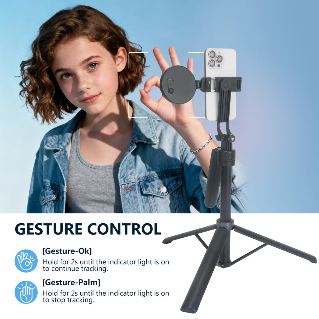 Auto Face Tracking Tripod for iPhone with Light and Remote Control