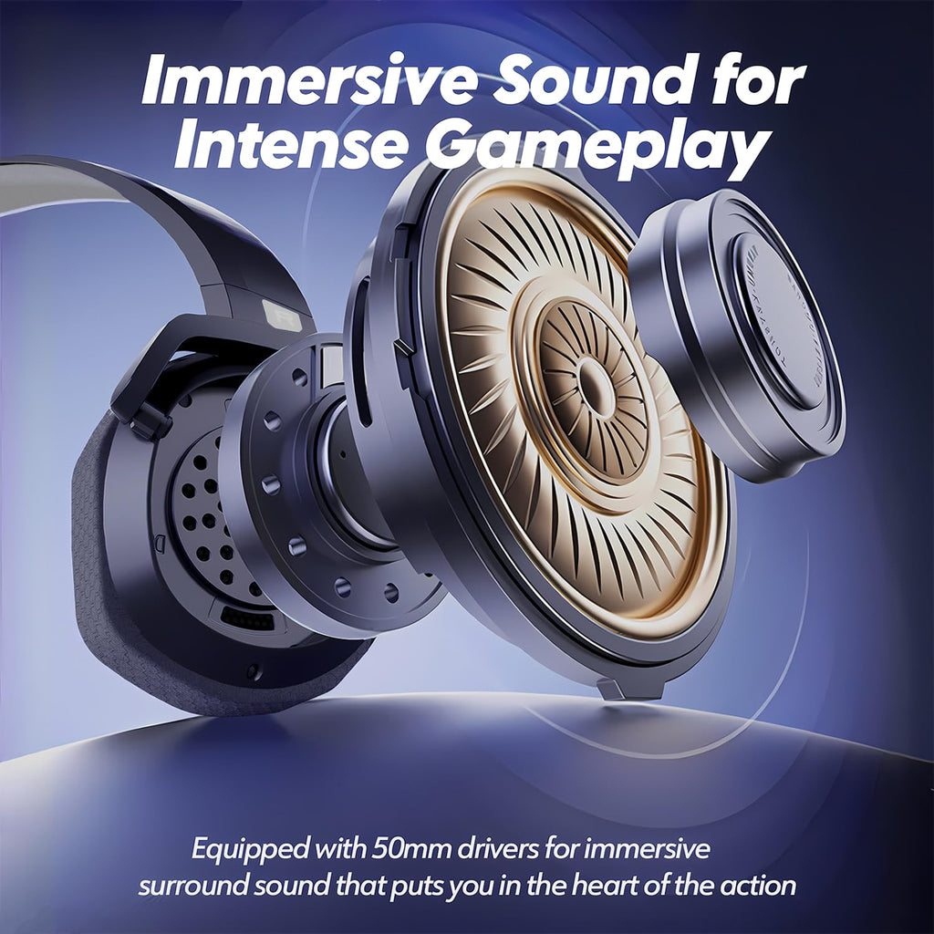 NUBWO Wireless Gaming Headset with Mic for Ps5 Ps4 PC, Zero Interference, 100-Hour Battery All-Day Play, 23ms Sync for Fortnite & Call of Duty/FPS Gamers, Triple Mode All Devices Compatible - Gray