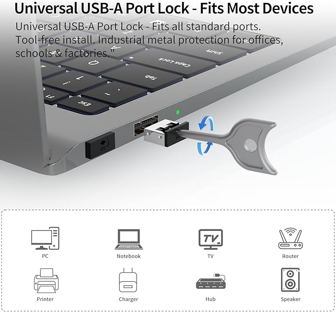 100PCS USB Metal Port Lock Blocker with 10 Keys - Secure USB-A Port Protector for PC/Laptop, Anti-Theft Data Security Lock, Dust & Moisture Proof Cover, Removable Type-A Connector Black