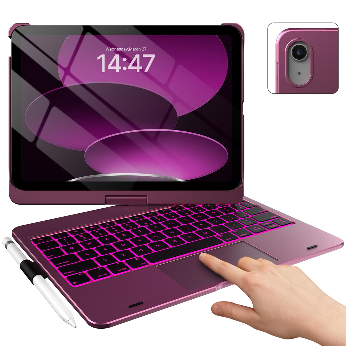 typecase Touch iPad A16 11th/10th Gen Case with Keyboard, 360° Rotating