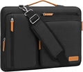 MOSISO 360 Protective Laptop Shoulder Bag,13-13.3 inch Computer Bag Compatible with MacBook, HP, Dell, Lenovo, Asus Notebook,Side Open Messenger Bag with 4 Zipper Pockets&Handle, Black