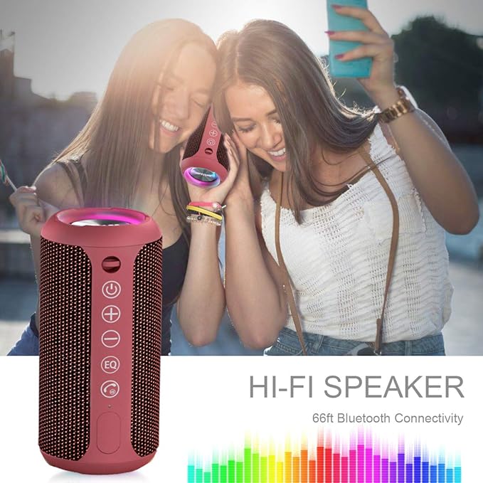 Ortizan X10 Portable Bluetooth Speaker, 24W Stereo Sound, IPX7 Waterproof, 30H Playtime, 66ft Bluetooth Range, TWS Pairing, Red