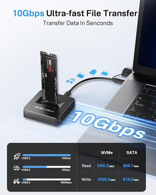 ACASIS 10Gbps M.2 NVMe & SATA SSD to USB Docking Station, NVMe SSD Reader