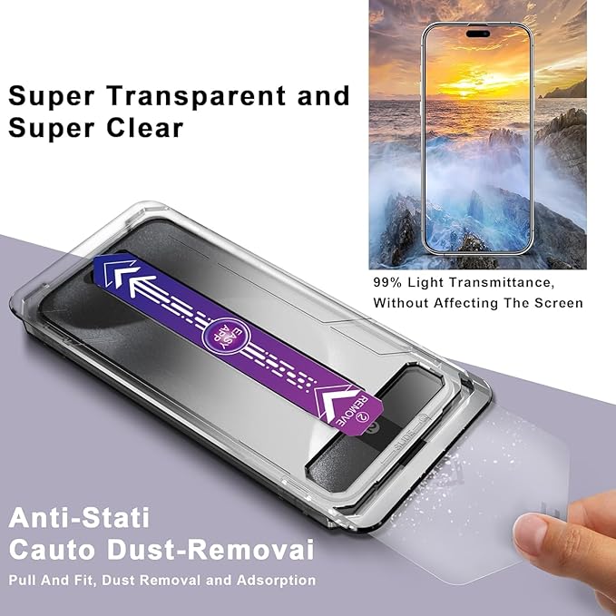 Screen Protector for iPhone 17, iPhone 16 Pro 6.3-Inch, 2 Pack, 9H Tempered Glass, HD Clear, Full Cover, Anti-Fingerprint, Easy Installation