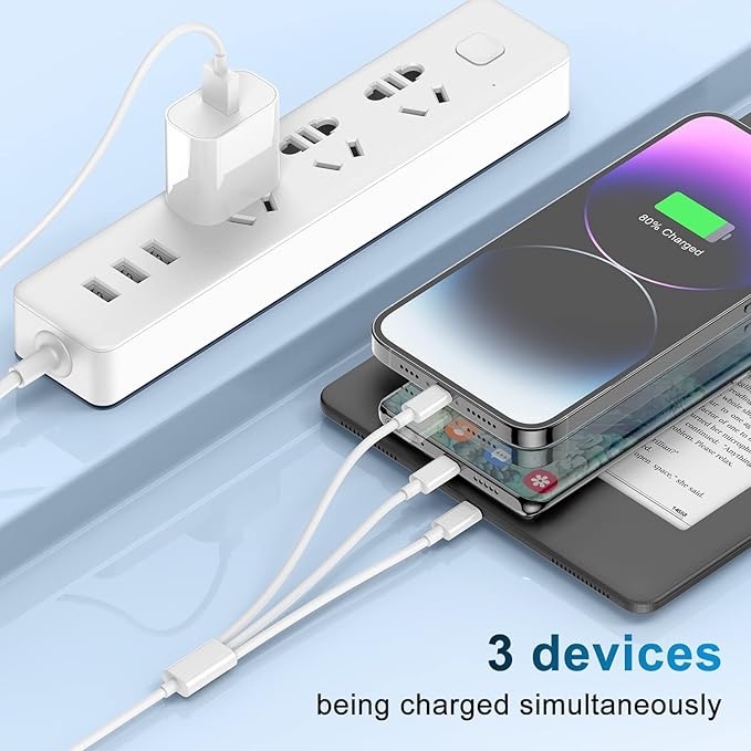 Multi Charger Cable 6Ft 2Pack, 3 in 1 Charging Cord, Universal Phone Cables