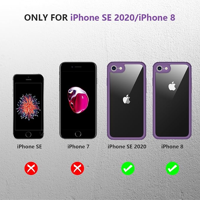 Miracase for iPhone SE Phone Case 3rd/2nd Generation 2022 2020 Full-Body with Built-in Glass Screen Protector, Heavy Duty 360° Protective Shockproof Bumper Cover for iPhone 8/SE, Purple