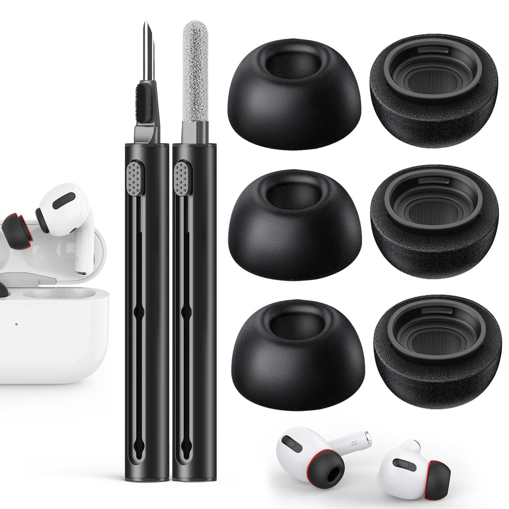 Pohgelan Memory Foam Replacement Ear Tips for AirPods Pro 2nd/1st-Balck