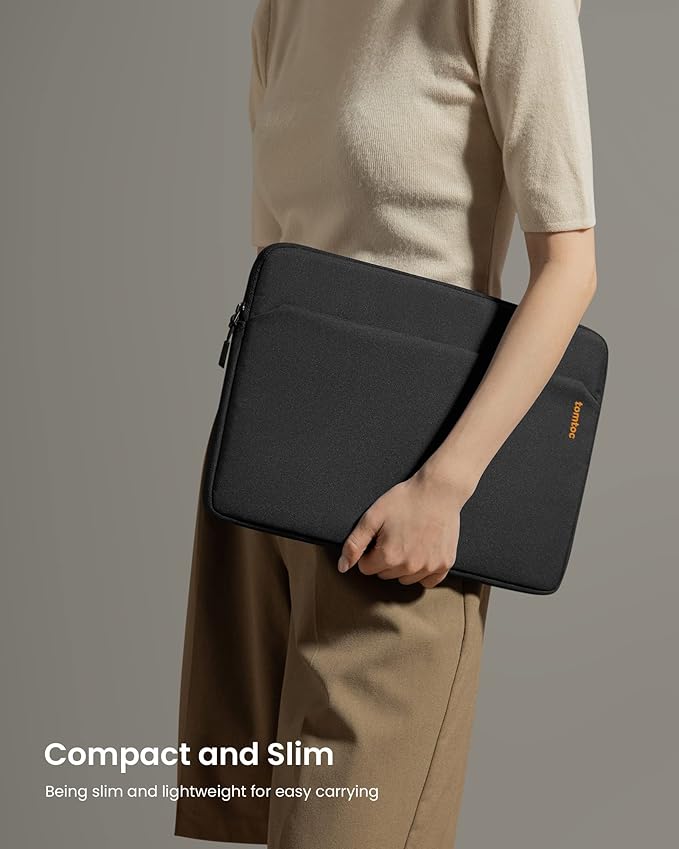 tomtoc Slim Laptop Sleeve Case for 13-inch New MacBook Air M4/A3420 M3/A3113 M2/A2681, M1/A2337 2025-2018, MacBook Pro M2/M1, Water-Resistant Protective Carrying Case with Accessories Pocket