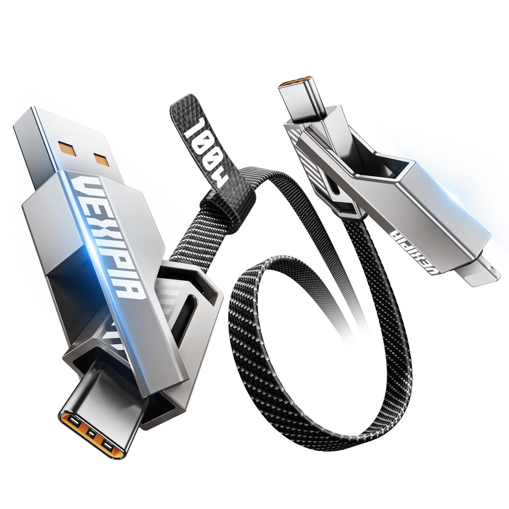 Vexipia 4-in-1 Long USB C Cable 100W 10FT Compatible with Lightning Cable