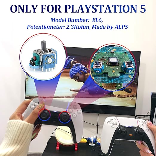 for PS5 Analog Stick Replacement for Sony PlayStation 5 PS5 Joysticks Replacement 3D Joystick Sensor Module Thumbstick Controller Accessory Part with Kit(4Pack)