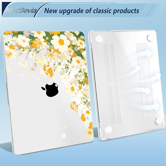 Compatible with MacBook Air 15 inch Case, M4 A3241/M3 A3114/M2 A2941 (Released 2025 to 2023), Hard Shell, Keyboard Cover, Screen Protector, Webcam Cover & Type-C Adapter, Scatter Daisies