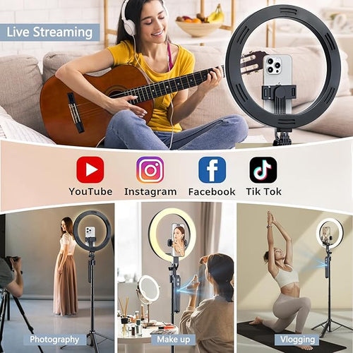 70.9" Auto Face Tracking Tripod with 360 Rotation & 10" Ring Light, Phone Tripod & Selfie Stick with Remote for Cell Phone 4"-7", Motion Sensor for Live Stream Vlog Video Recording