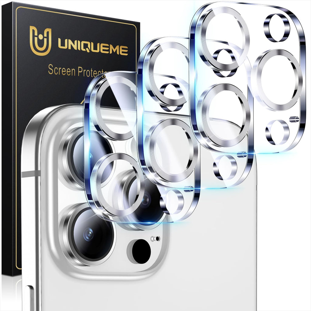 UniqueMe for 3 Pack iPhone 16 Pro/16 Pro Max Camera Lens Protector -Silver
