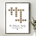 Personalized Family Crossword Scrabble Poster Canvas with Name, Custom Family Scrabble Print, Scrabble Picture with Names, Last Name Sign, Name Crosswords Puzzle Art Family Gifts, Christmas Gifts