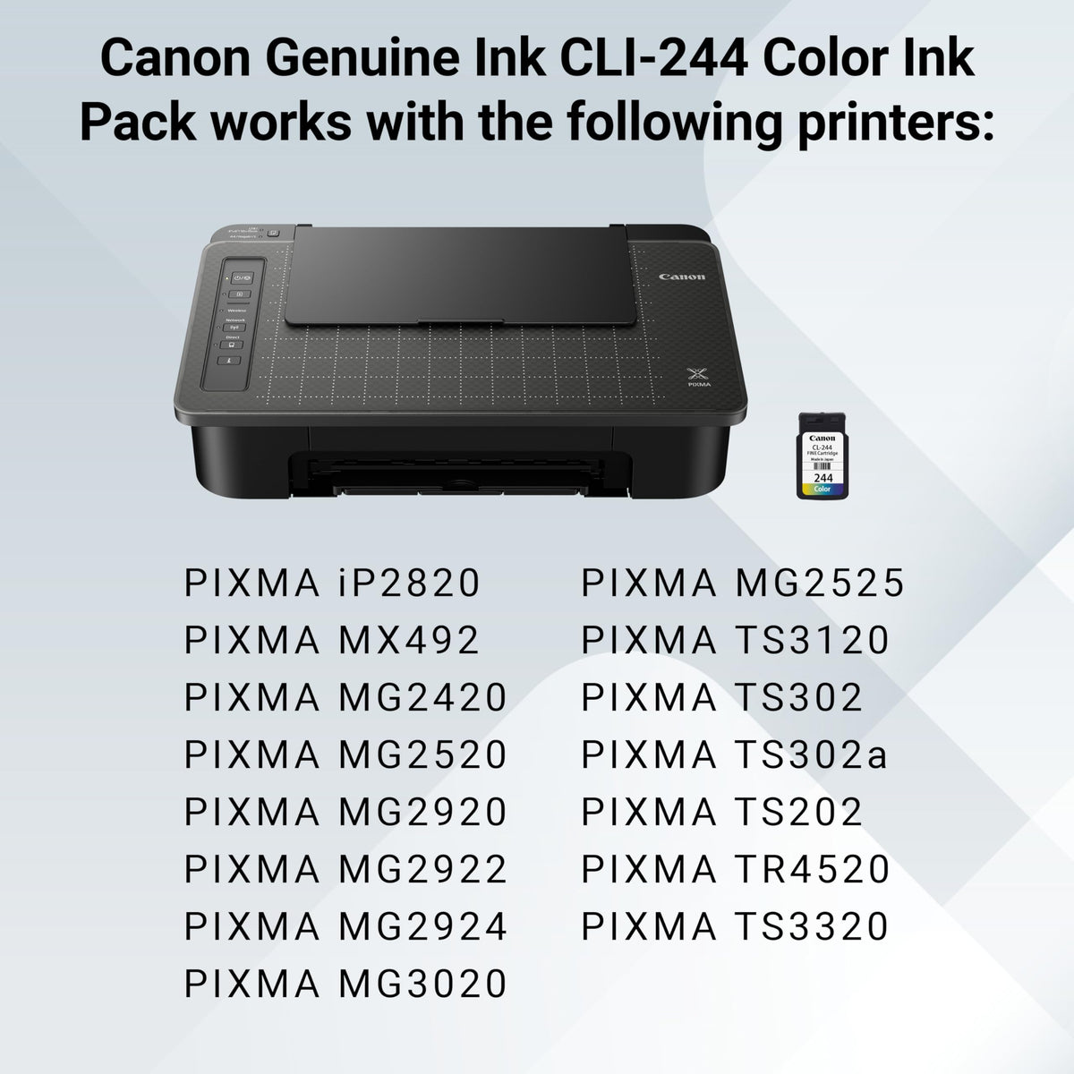 Canon CL-244 Genuine Color Ink Cartridge, Compatible with iP2820, MX492, MG2420/2520/2920/2922/2924/3020/2525, TS3120/302/302a/202/4520/3320