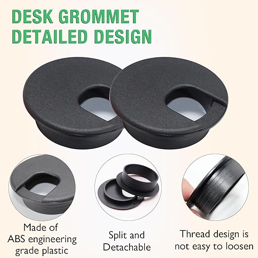 5 Pcs Desk Grommet 1-3/8" / 35 mm, Desk Cord Hole Cover, Cable Grommet ABS Plastic, Desk Hole Grommet for Home & Office Pc, Detachable Cable Cord Organizer-Light Grey
