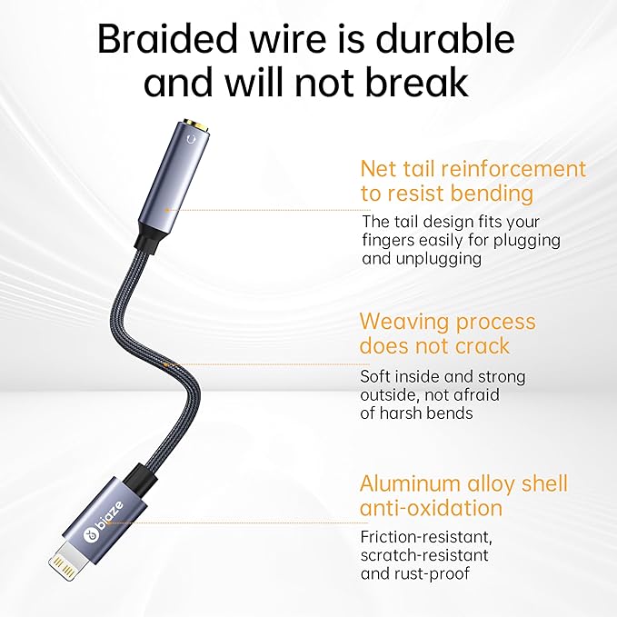 iPhone Headphone Adapter, Lightning to 3.5mm Adapter Auxiliary Adapter, Compatible with iPhone 14/13 /12/11 Full Series/SE/X/XR/XS/8 (Lightning to 3.5mm)