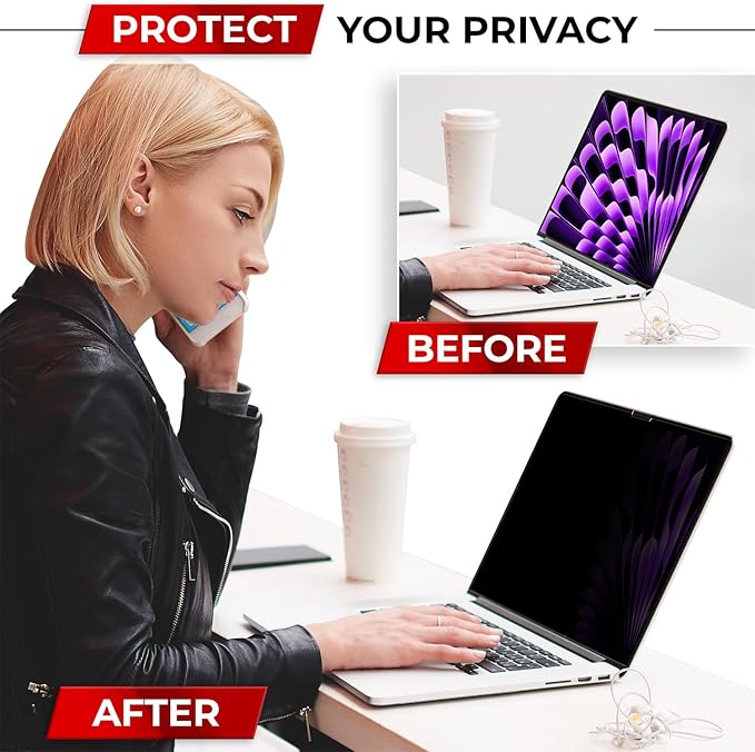 Magnetic Privacy Screen for MacBook Air 15 Inch (2023-2025, M2, M3, M4) Removable Laptop Privacy Filter Shield and Protector