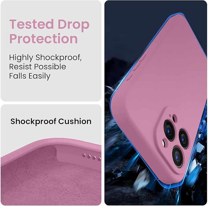 FireNova Designed for iPhone 15 Pro Case, Silicone Upgraded [Camera Protection] Phone Case with [2 Screen Protectors], Soft Anti-Scratch Microfiber Lining Inside, 6.1 inch, Lilac Purple