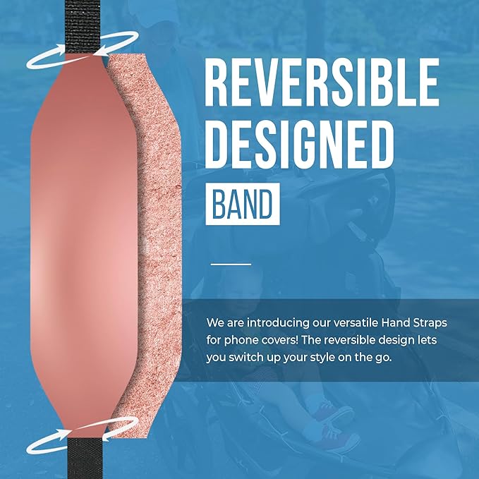 Switchbands Colorful Phone Grip Strap – Reversible Phone Strap, Adhesive-Free, Arthritis Friendly Easy-Hold, Anti-Theft Phone Strap, Wireless Charging Compatible, Universal Fit – Metallic Rose