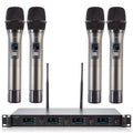 Boeska Wireless Microphone System, 4-Channel UHF Wireless Mic, Fixed Frequency Metal Cordless Mic with 4 Handheld Dynamic Microphones, 200ft Range, Mics for Singing, Church (4 Handheld)