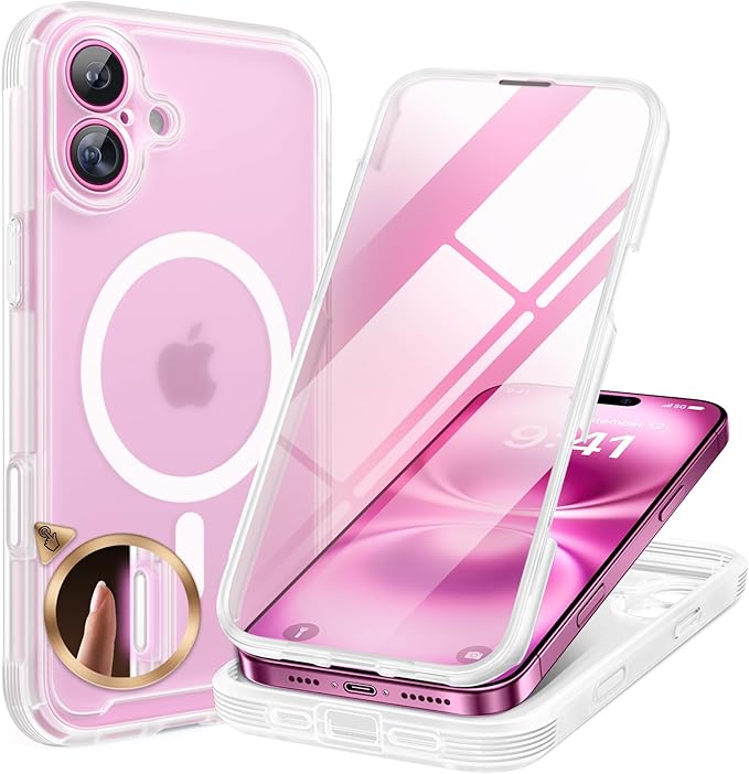 Miracase Magnetic for iPhone 12 Pro Max Case [Compatible with MagSafe] Full-Body Phone case with Built-in Glass Screen Protector& Camera Protector, Military Drop Proof 12 Pro Max Cover