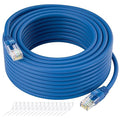 Cat5e Ethernet Cable 300 FT, Cat 5e Internet Cable, Blue Snagless Patch Cord, Flexible, Network, LAN, PoE, Standard RJ45 Connector for PC, Server, Router, Modem, TV, PS5 - with 15 Cable Ties