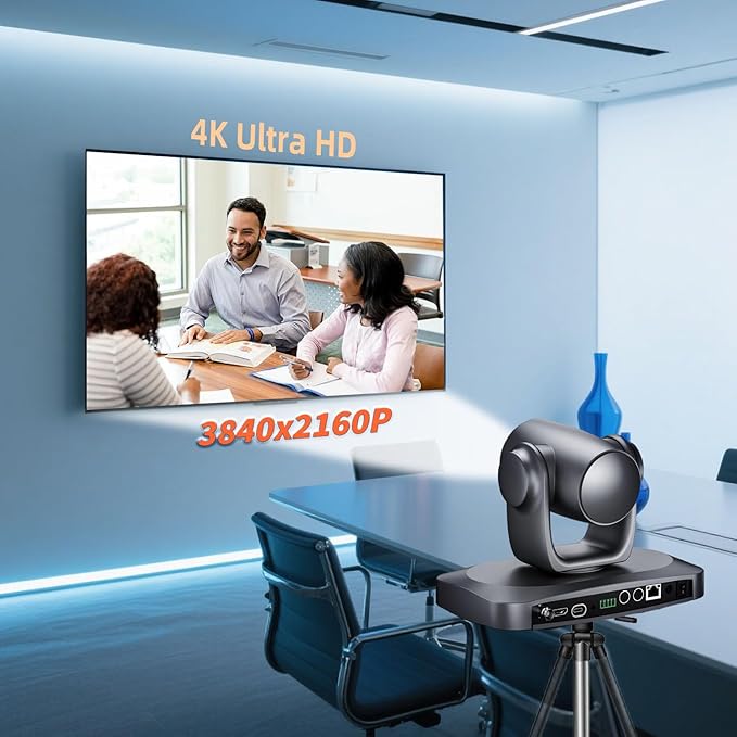 4K NDI PTZ Camera with AI Auto Tracking 21X Optical Zoom HDMI/SDI/USB 3.0/PoE/IP for Church Worship, Live Events, Video Conferencing (OBS, vMix, Zoom, Teams)