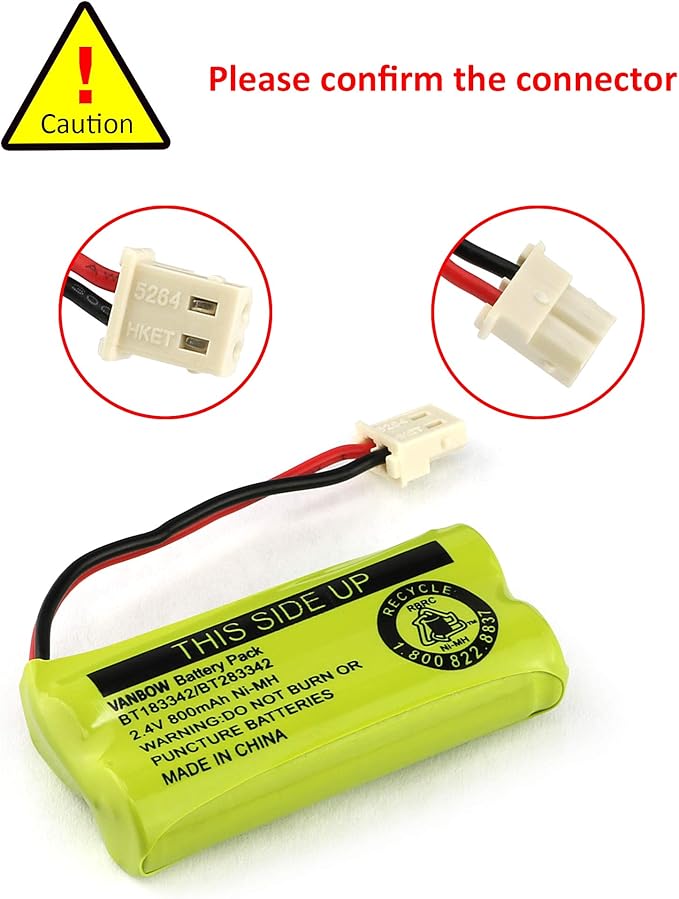 BT183342/BT283342 2.4V 800mAh Ni-MH Battery Pack, Compatible with AT&T VTech Cordless Phone Batteries BT166342/BT266342 BT162342/BT262342 CS6709 CS6609 CS6509 CS6409 EL52100 EL50003 (Pack 4)