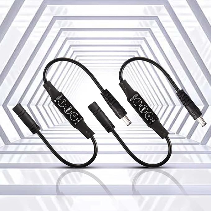PNGKNYOCN DC 12V LED Strip Lights Dimmer DC 5.5 * 2.1mm Male to Female Mini Single Color LED Dimming Controller(2-Pack)