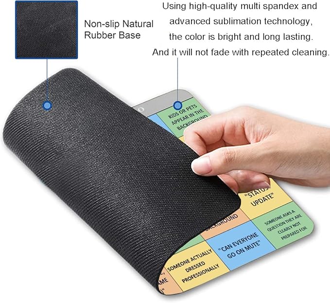 Mouse Pad, Conference Call Bingo Mouse Pad, Washable Square Cloth Mousepad for Office Laptop, Non-Slip Rubber Computer Mouse Pads for Wireless Mouse, Personalized Gift Mouse Pads for Desk