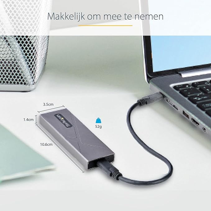 StarTech.com USB-C 10Gbps to M.2 NVMe or M.2 SATA SSD Enclosure - Tool-free External M.2 PCIe/SATA NGFF SSD Aluminum Case - USB Type-C&A Host Cables - Supports 2230/2242/2260/2280 (M2-USB-C-NVME-SATA)