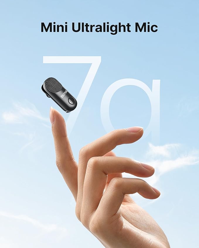 BOYA Magic Wireless Mini Microphones for iPhone/Android/PC/Camera, 4 Form-in-1 Mic, 7g Lightweight,AI Noise Reduction, 48kHz/24bit,APP Control, 328ft Range,Microphone for Recording(Stand not included)