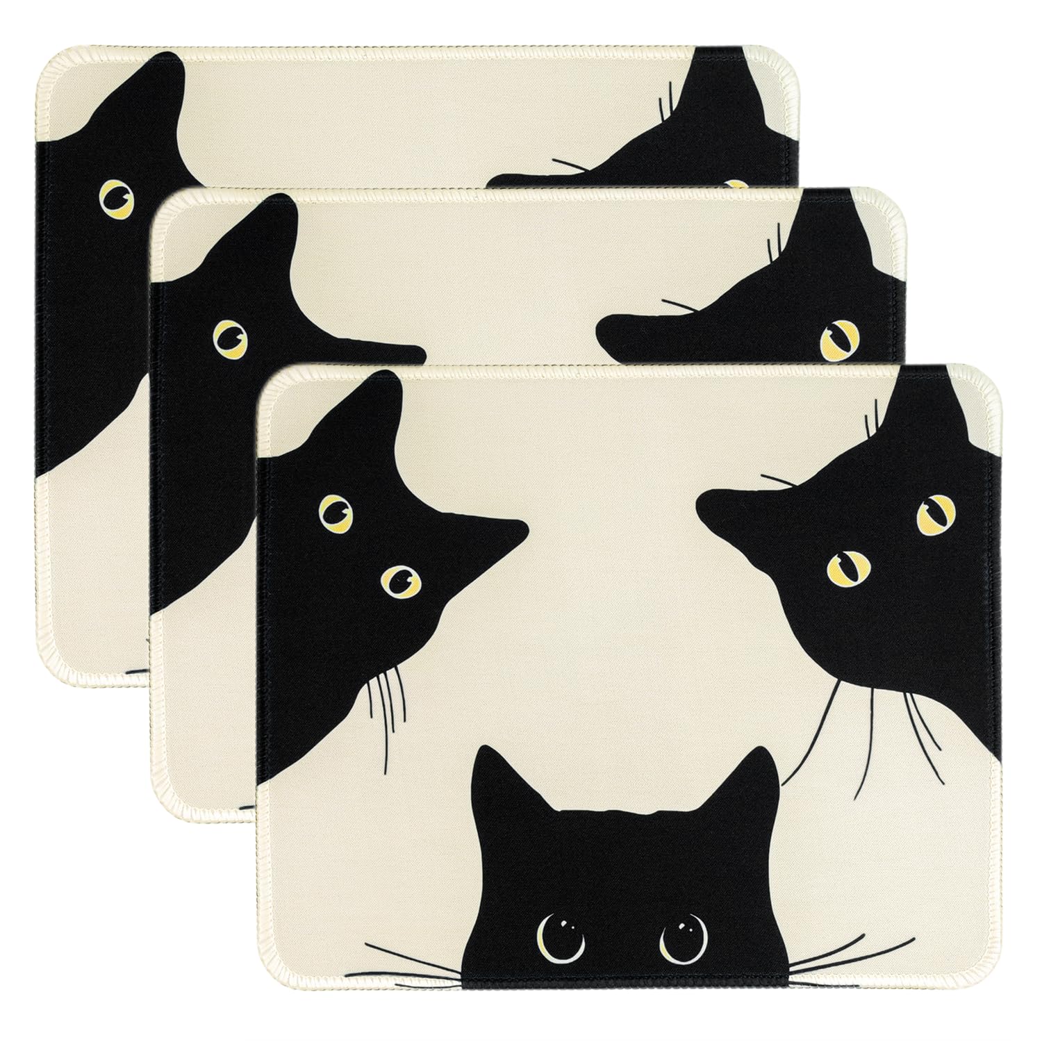 Funny Mouse pad Square Cute Mouse Mat for Wireless Mouse Small Office Computer Mousepad for Desk Mat Laptop with Non-Slip Rubber Base (3 Pack)