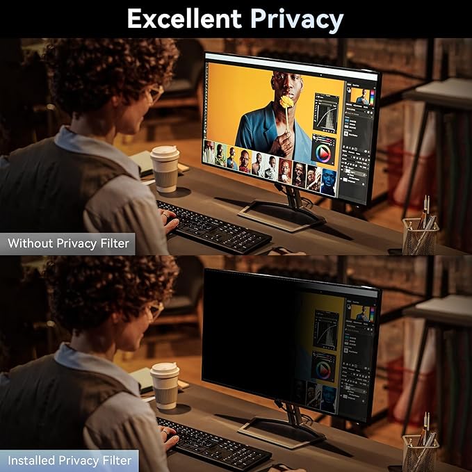 [2-Pack] 22 Inch Computer Privacy Screen Filter for 16:10 Widescreen Monitor, Removable Eye Protection Anti Glare Blue Light Filter Privacy Shield, Anti Scratch Anti Spy Screen Protector Film 22 In