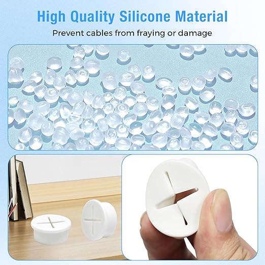Desk Grommet, 1 in 25 mm Silicone Rubber Grommets, White Desk Hole Cover for Cables, Flexible Wall Cord Pass Through Grommet for Office Table Computer Home Furniture Wire Organizer-15 Pcs