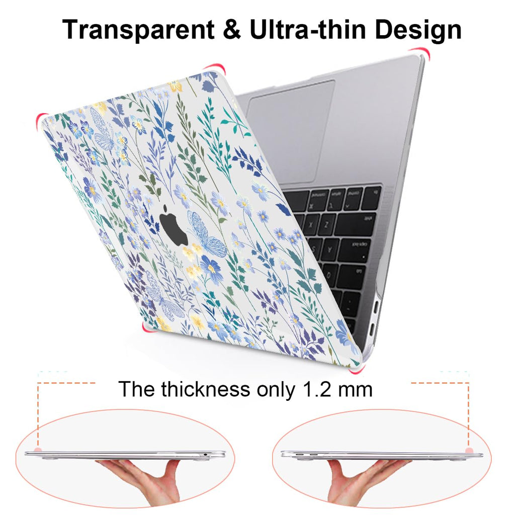 LCMOCICO for MacBook Pro 13 inch Case 2022 2021 2020 Release A2338 M2 M1 A2289 A2251, Printed Pattern Plastic Hard Shell Cover for MacBook Pro 13.3-inch Touch Bar Fits Touch ID, Meadow Wildflower