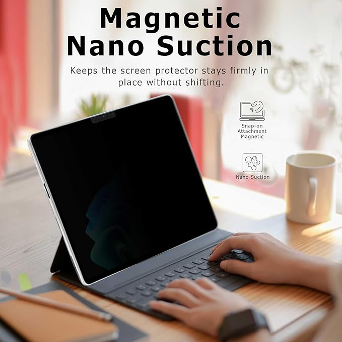 Megoo Magnetic Privacy Screen Protector for Surface Pro 12 inch (2025)– Removable, Anti-Spy, Anti-Glare, Easy Install, Blue Light & UV Blocking