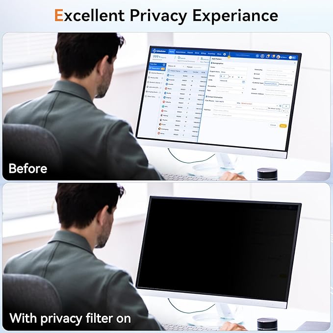 27 Inch Computer Privacy Screen for 16:9 Aspect Ratio Widescreen Monitor - Removable Anti Glare Blue Light Filter, Computer Privacy Shield
