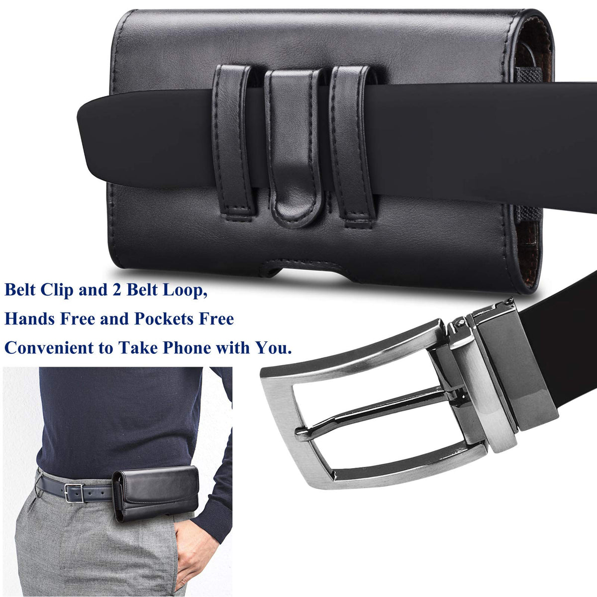 Tiflook Phone Holster for Samsung Galaxy S26 Ultra S25 FE S24 S23 S22 S21 S20 A37 5G A17 A36 A16 A55 A35 A15 A26 A56 Note 20 10 PU Leather Cell Phone Pouch with Belt Clip Loop Card Holder,Black