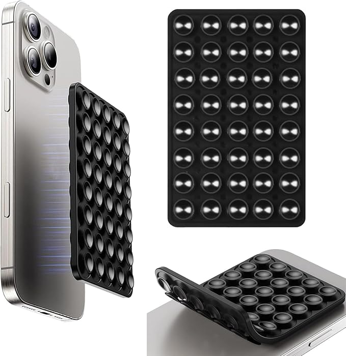 Silicone Suction Cup Phone Mount by Octo Buddy - Double Sided Phone Sticky Grip with Enhanced Suction Power for Hands-Free Selfies & Videos，Phone Accessories Hands-Free Strong Grip（Black）