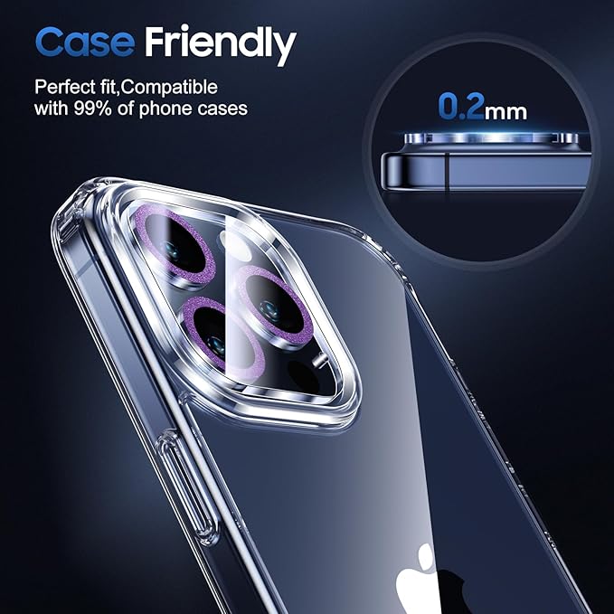 UniqueMe for iPhone 15 Pro/15 Pro Max Camera Lens Protector-Dark Purple