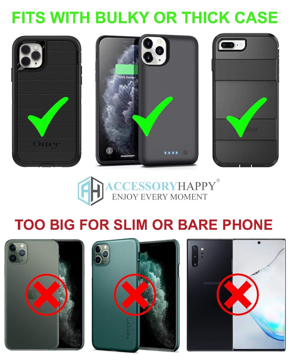 AH Military Grade Horizontal Cell Phone Pouch Clip Cell Phone Holder for Belt Loop for iPhone 13 Max 12 Pro Max 14 Max 14 Max Plus, S20 Plus Nylon Phone Carrier Holster Fits Cell Phone (Large)
