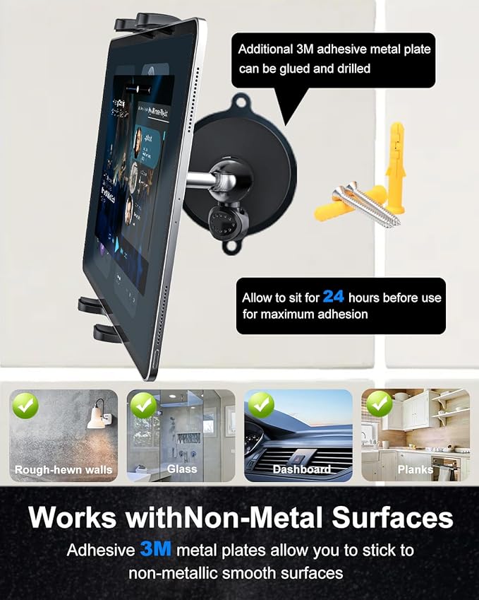 Metal iPad Magnetic Mount for Tractor/Golf Cart/Forklift/Vehicles/Gym/Fridge/Metal Surface, Magnetic Tablet Holder Mount Compatible with 4-13" iPad Pro, Air, Mini, Galaxy, Phone