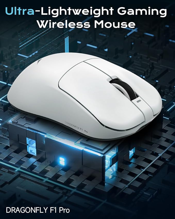 VGN Dragonfly F1 Pro Wireless Gaming Mouse - 49g Ultra-Lightweight, 26K DPI Optical Sensor, 6 Programmable Buttons, 65Hrs Battery, Esports Grade - Classic White
