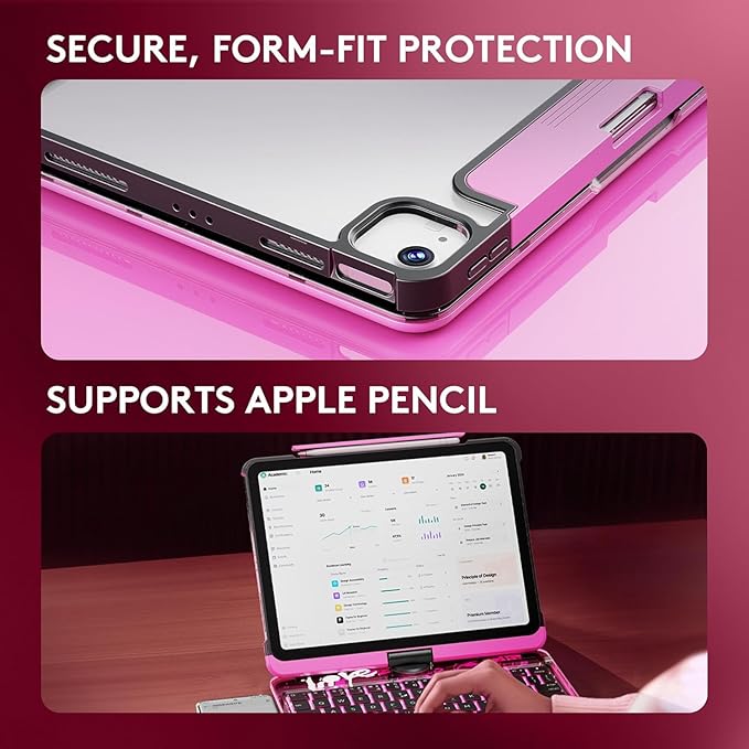 KITONE Transparent Case with Wireless Keyboard for iPad 11th Gen 11-in.(A16, 2025), 2022 iPad 10th Gen 10.9-in, 7 Colors Backlight, Trackpad, 360°Rotating Stand, Tech Style