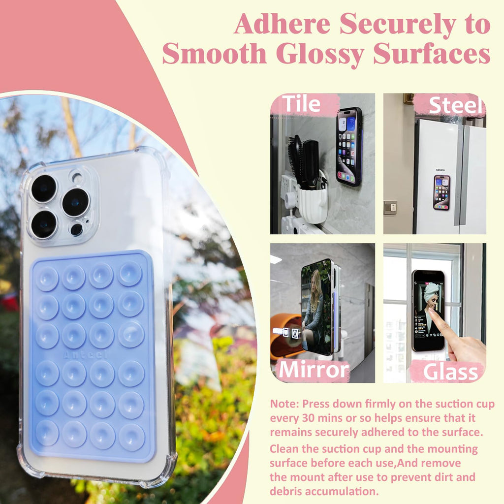 PKYAA Silicone Suction Phone Case Adhesive Mount, Upgraded Super Strong Grip, Durable, Easy to Use, Hands-Free Sticky Phone Holder for Selfies, Tiktok Videos, 2.56"x3.94" (LPK&LPK)