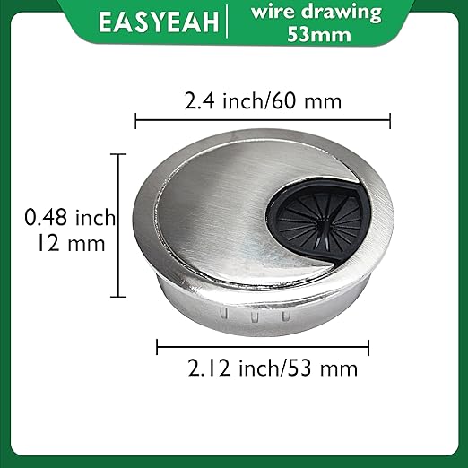 EASYEAH 2 Pcs Desk Grommet 2-1/16" / 53 mm, Zinc Alloy Desk Cord Hole Cover