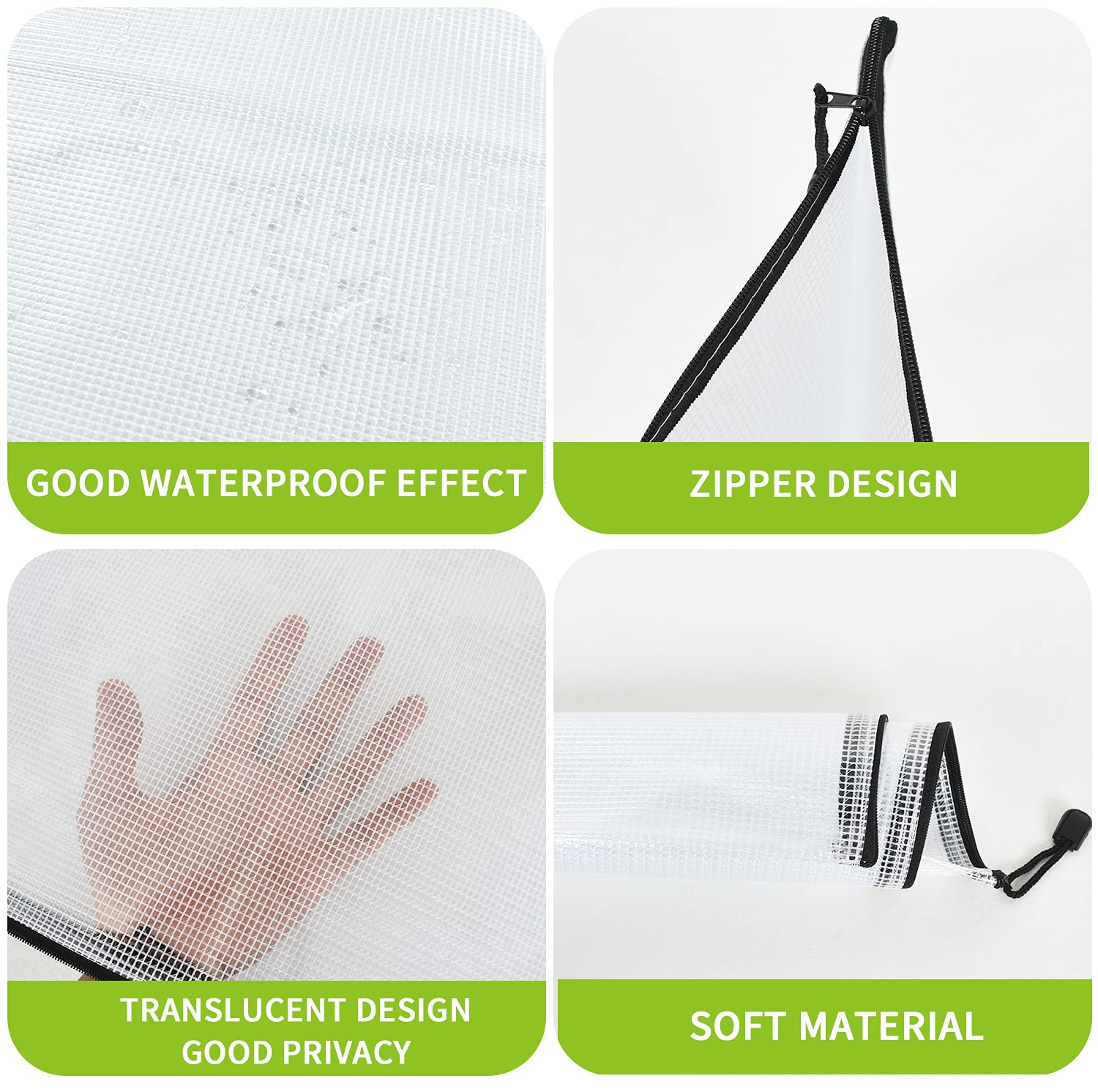 Vuzvuv 22Pcs A3 Size-16.9"x 12" Large Mesh Zipper Pouch with Label Sticker, Plastic Document Mesh Bag for File Board Game School Office Home Travel Storage（43cm30cm）
